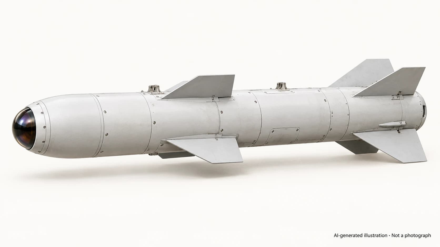 AI-generated illustration · Not a photograph — Representative exterior of AGM-65 Maverick