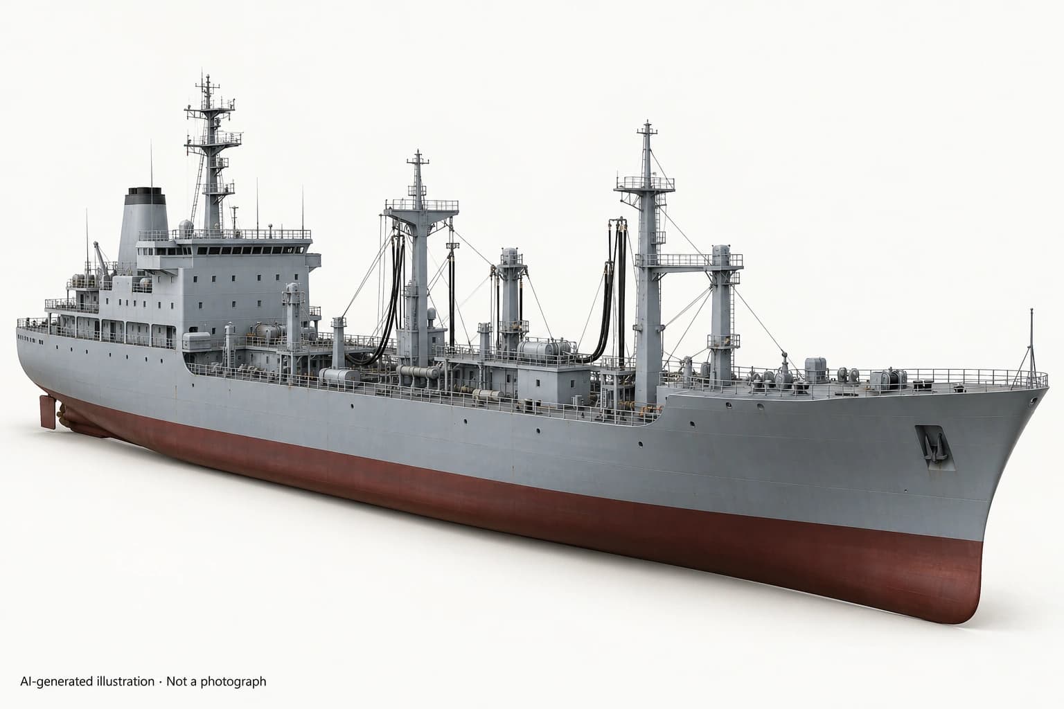 AI-generated illustration · Not a photograph — Representative exterior of Altay-class oiler