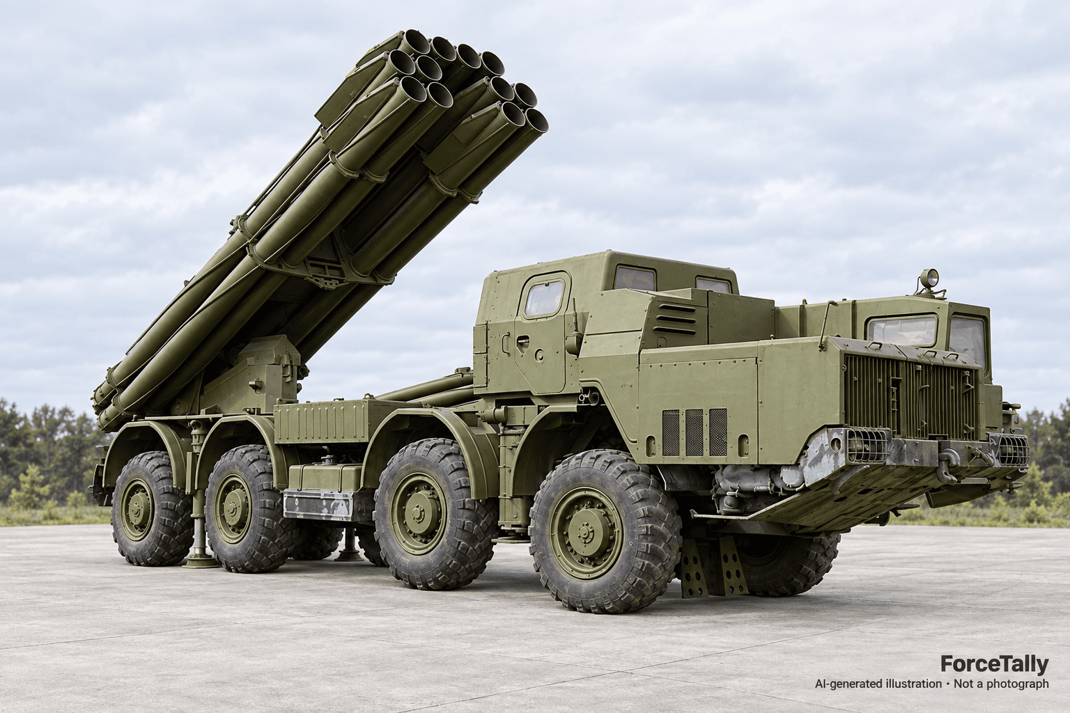 AI-generated illustration · Not a photograph — BM-30 Smerch