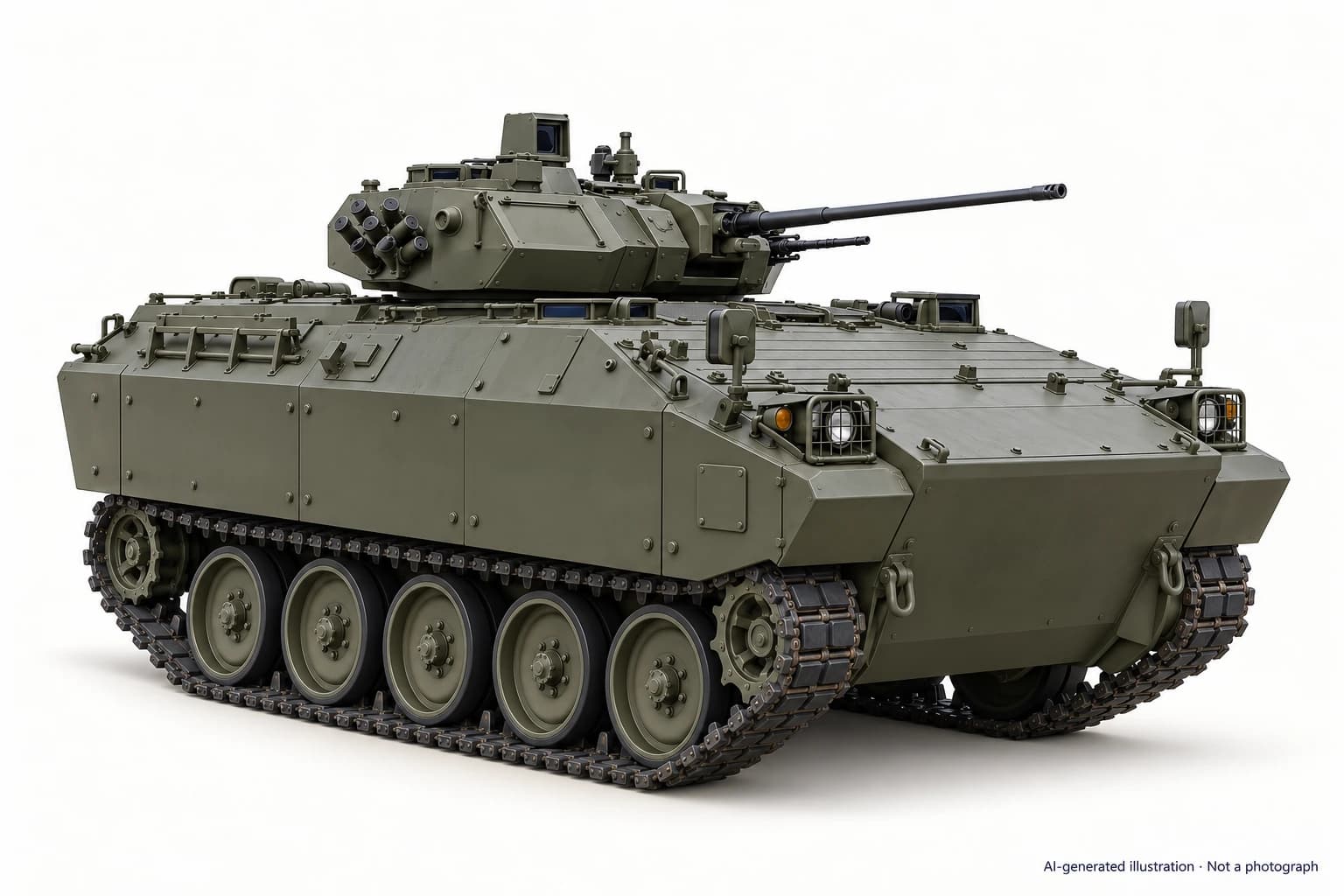 AI-generated illustration · Not a photograph — Representative exterior of FNSS ACV-15