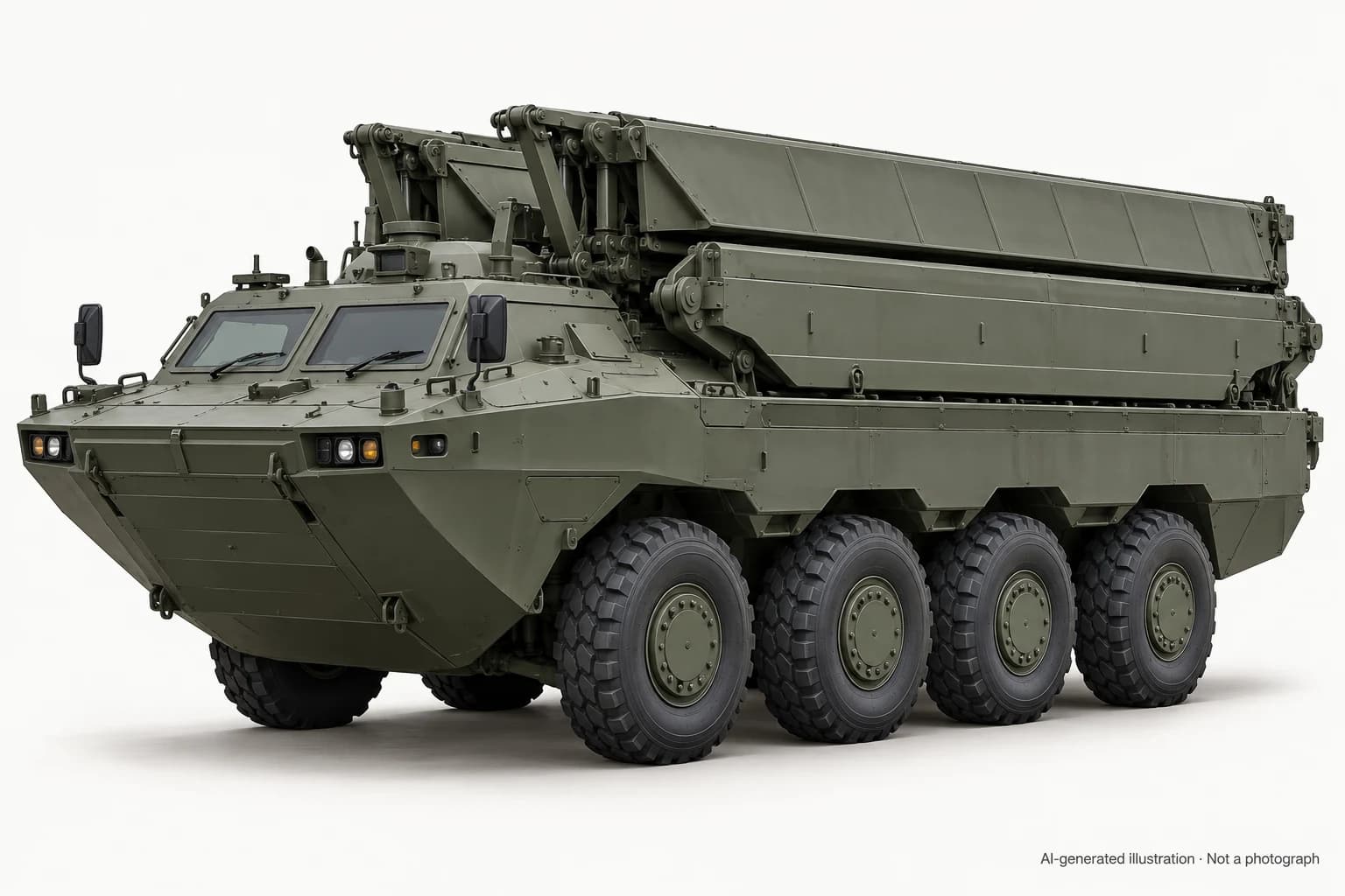 AI-generated illustration · Not a photograph — Representative exterior of FNSS Samur