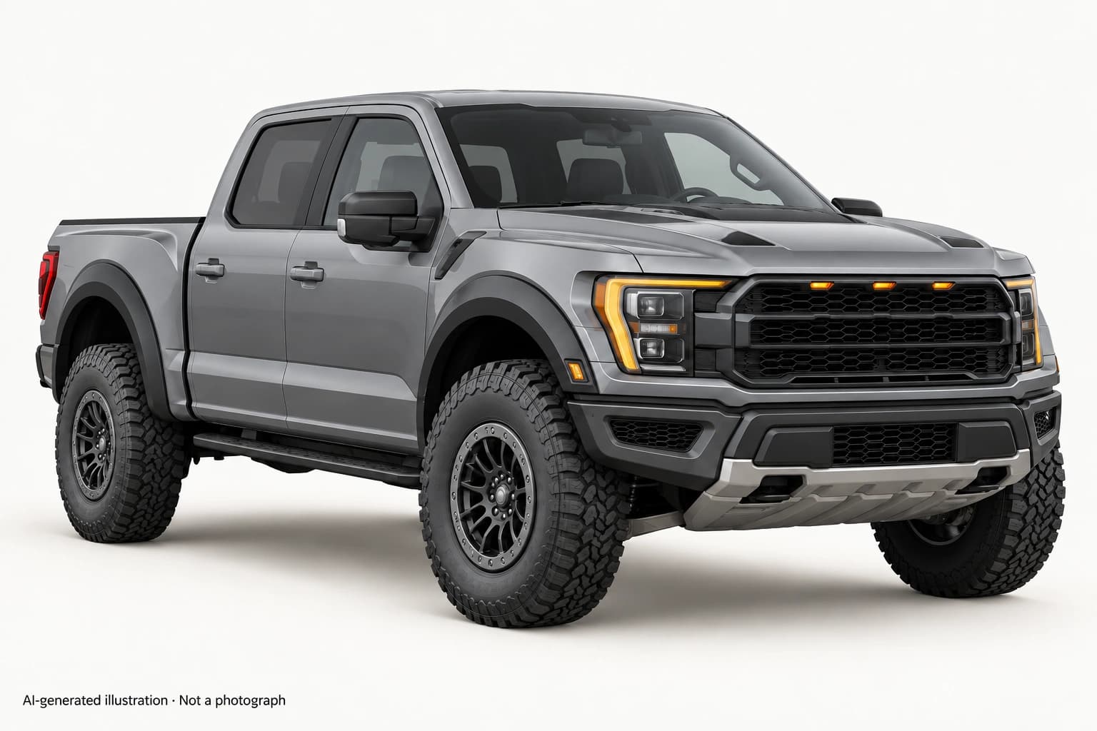 AI-generated illustration · Not a photograph — Representative exterior of Ford Raptor