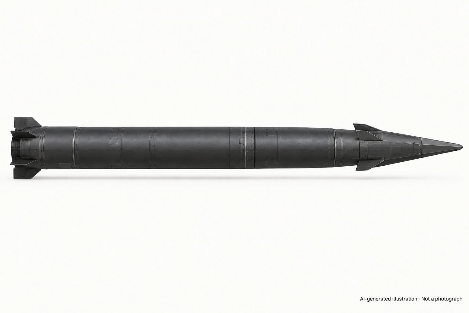 AI-generated illustration · Not a photograph — Representative exterior of Hwasong-16B