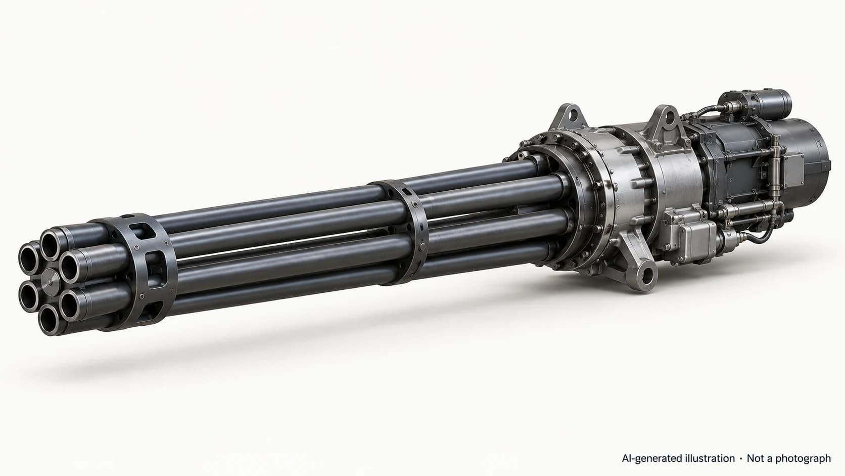 AI-generated illustration · Not a photograph — Representative exterior of M61 Vulcan
