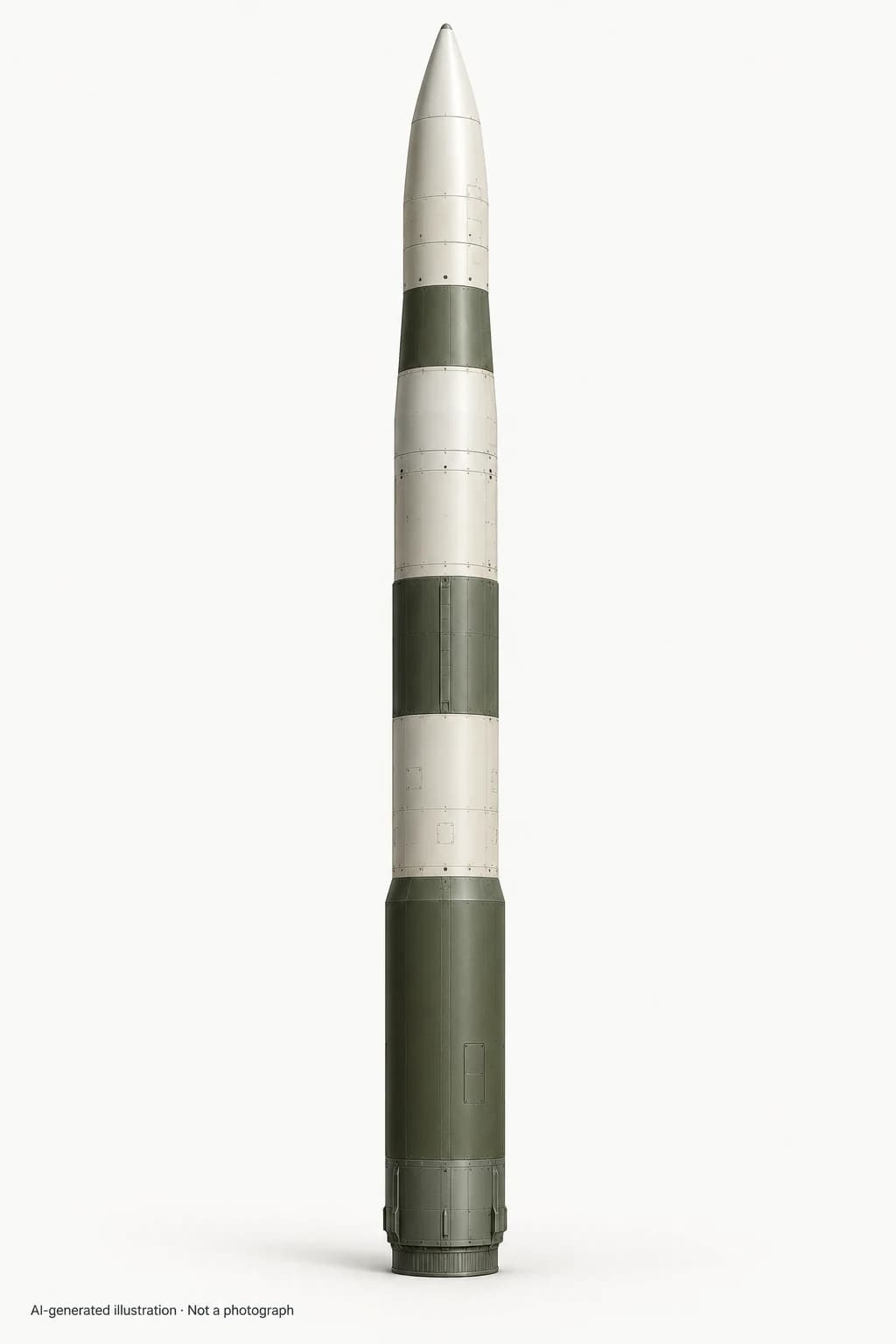 AI-generated illustration · Not a photograph — Representative exterior of Minuteman III