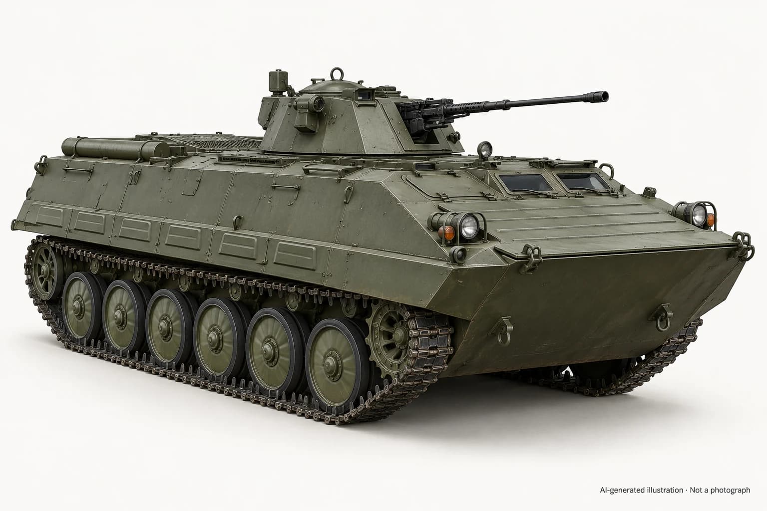 AI-generated illustration · Not a photograph — Representative exterior of Opal (armoured personnel carrier)