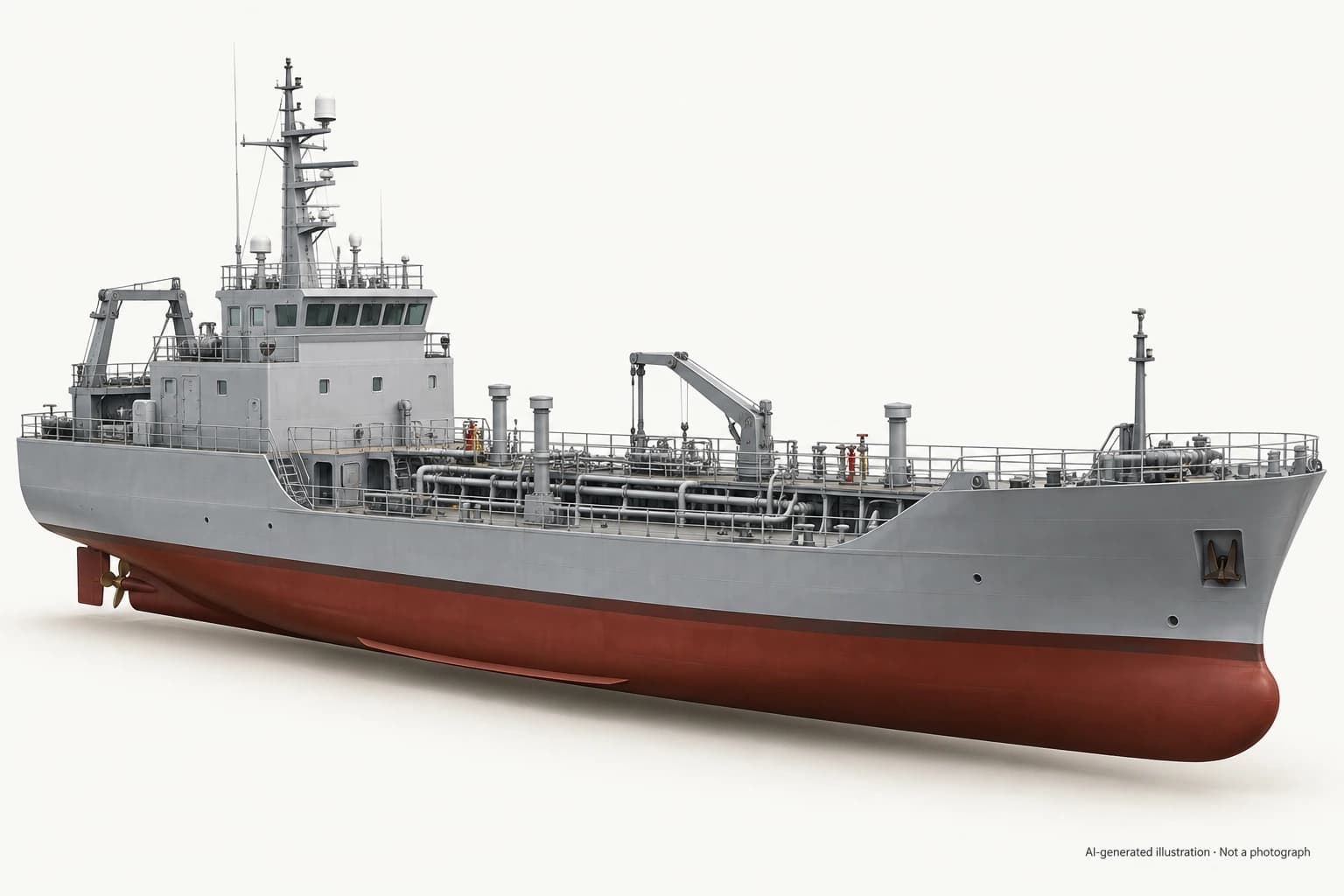 AI-generated illustration · Not a photograph — Representative exterior of Panarea-class tanker