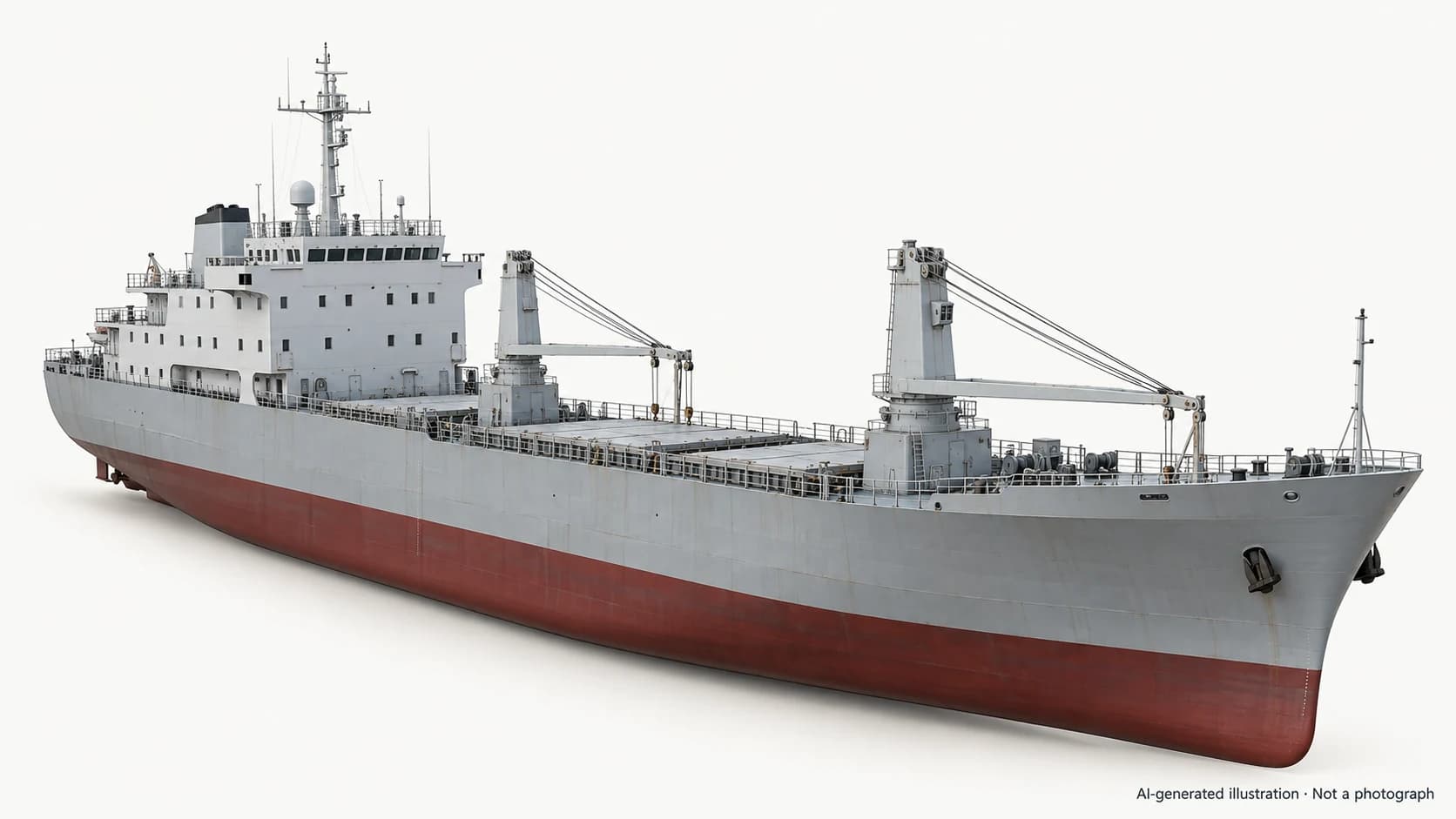 AI-generated illustration · Not a photograph — Representative exterior of Qiongsha-class cargo ship