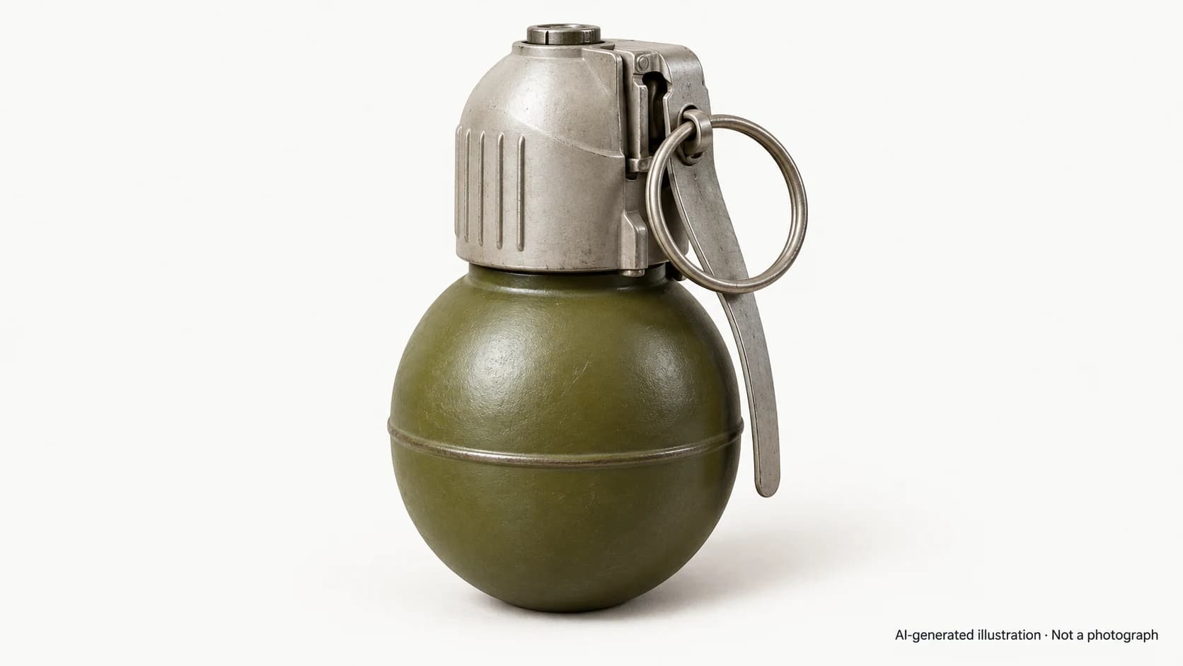 AI-generated illustration · Not a photograph — Representative exterior of RGN hand grenade