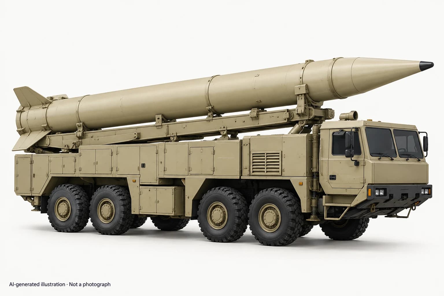 AI-generated illustration · Not a photograph — Representative exterior of Samen (missile)