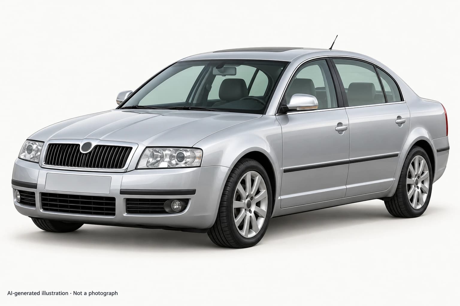 AI-generated illustration · Not a photograph — Representative exterior of Škoda Superb