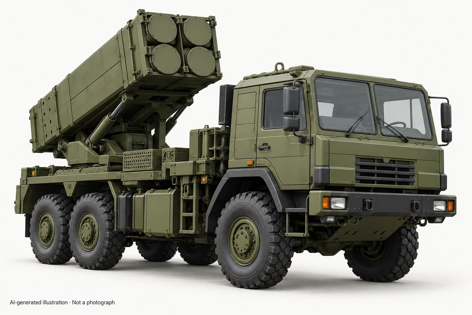AI-generated illustration · Not a photograph — Representative exterior of TRG-300 Tiger