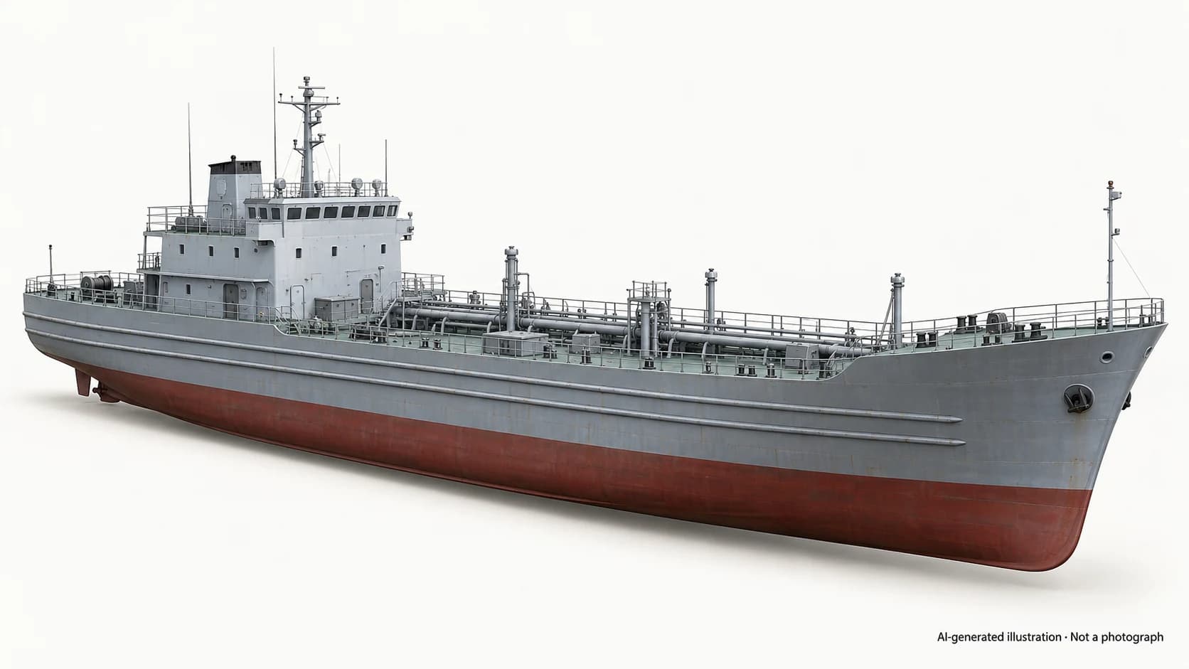 AI-generated illustration · Not a photograph — Representative exterior of Type 637 tanker