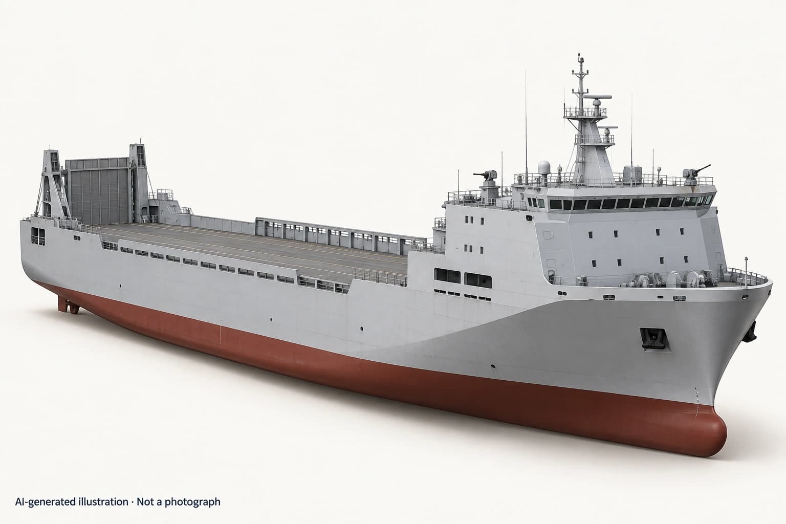 AI-generated illustration · Not a photograph — Representative exterior of Type 701 roll-on/roll-off ship