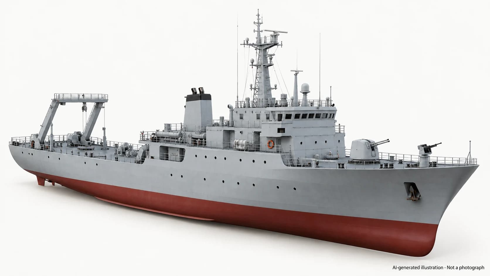 AI-generated illustration · Not a photograph — Representative exterior of Type 744 buoy tender