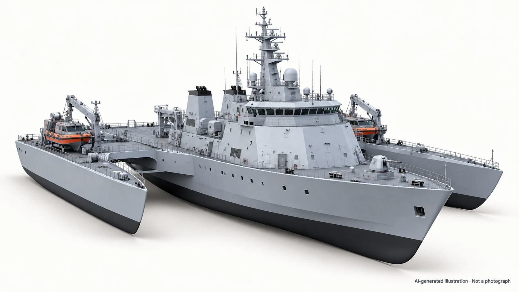 AI-generated illustration · Not a photograph — Representative exterior of Type 917 rescue ship