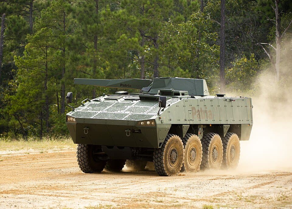 Patria NEMO 120mm mortar turret mounted on Patria AMV — licensed photograph