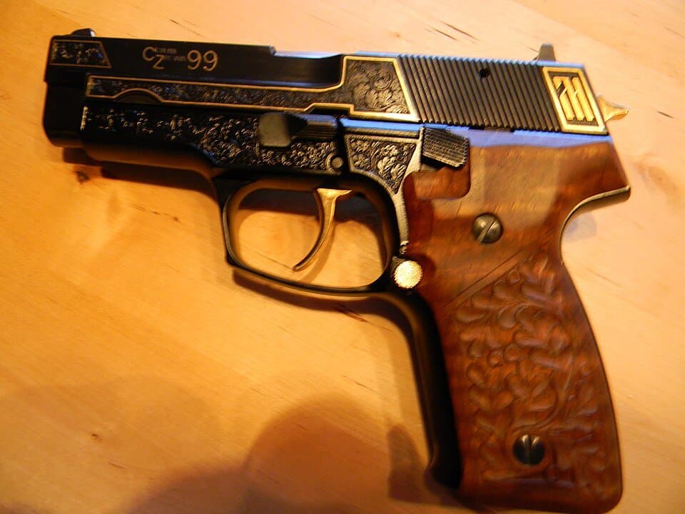 Zastava CZ99 pistol, engraved example — licensed reference photograph