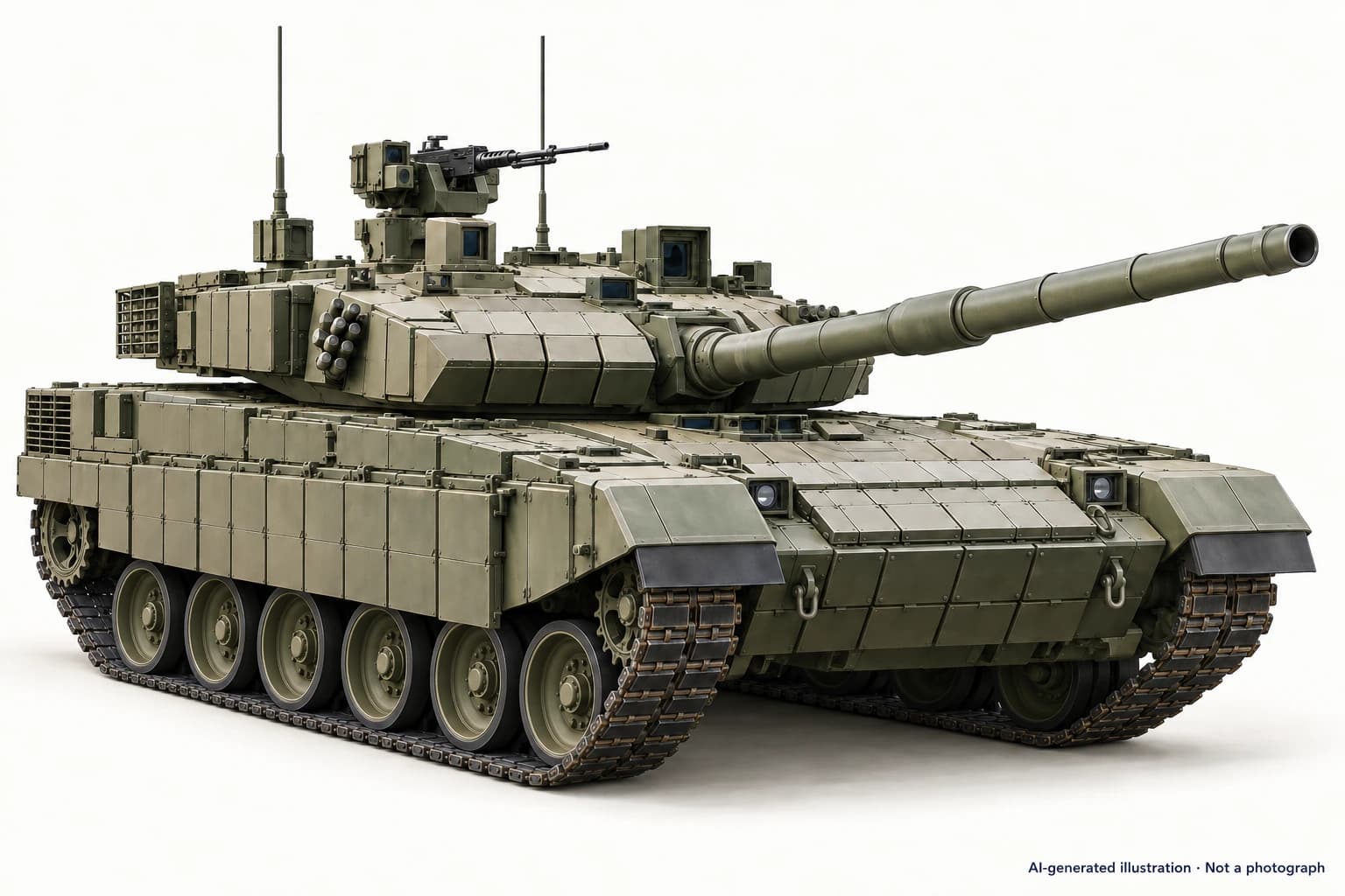 AI-generated illustration · Not a photograph — Representative exterior of Haider (tank)
