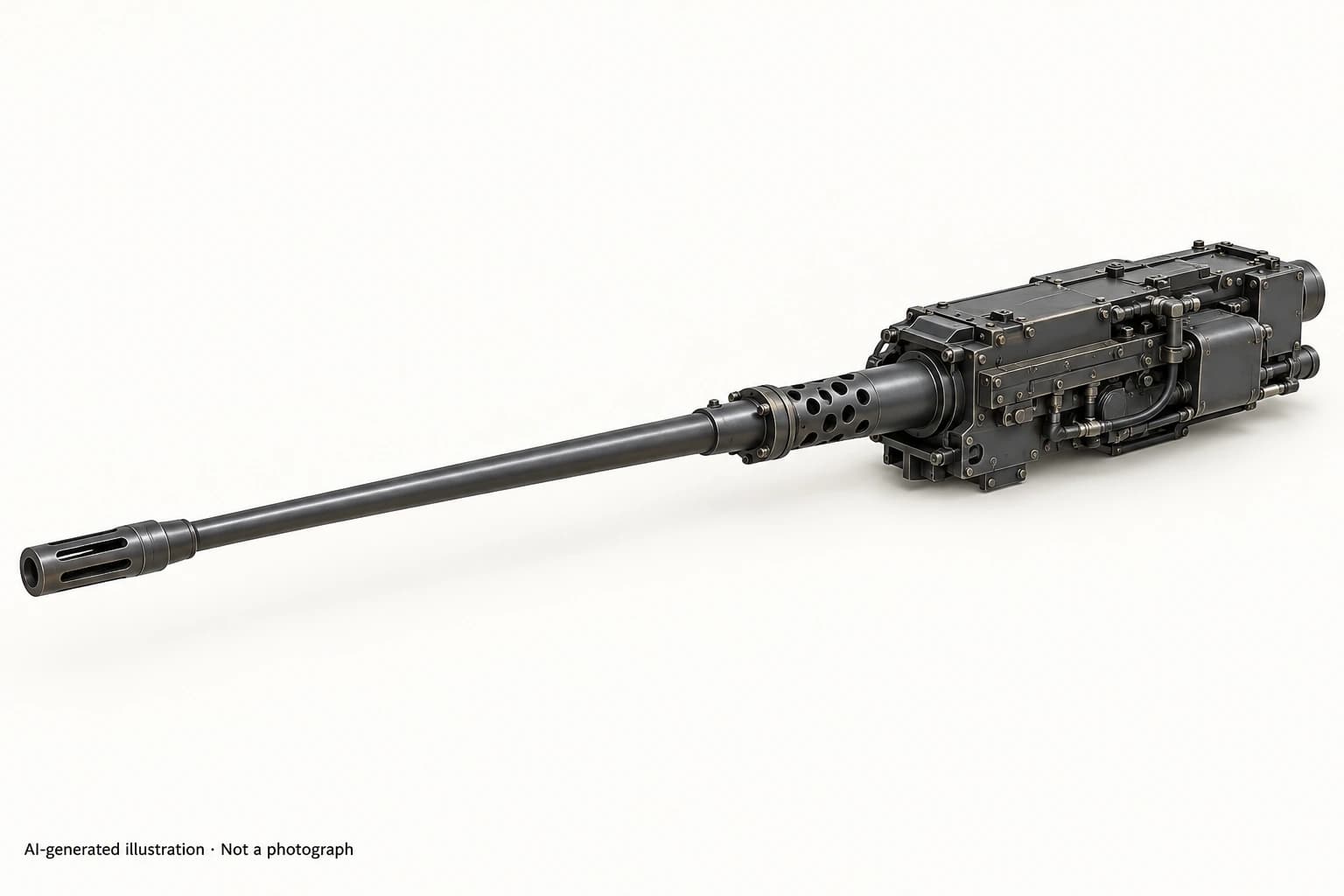 AI-generated illustration · Not a photograph — Representative exterior of M621 cannon