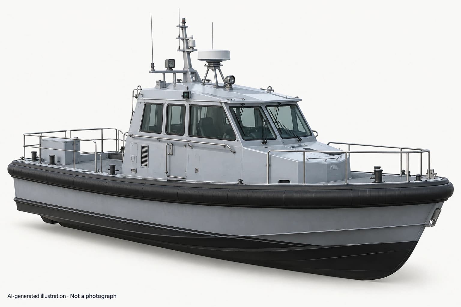 AI-generated illustration · Not a photograph — Representative exterior of Noorderhaaks-class patrol vessel