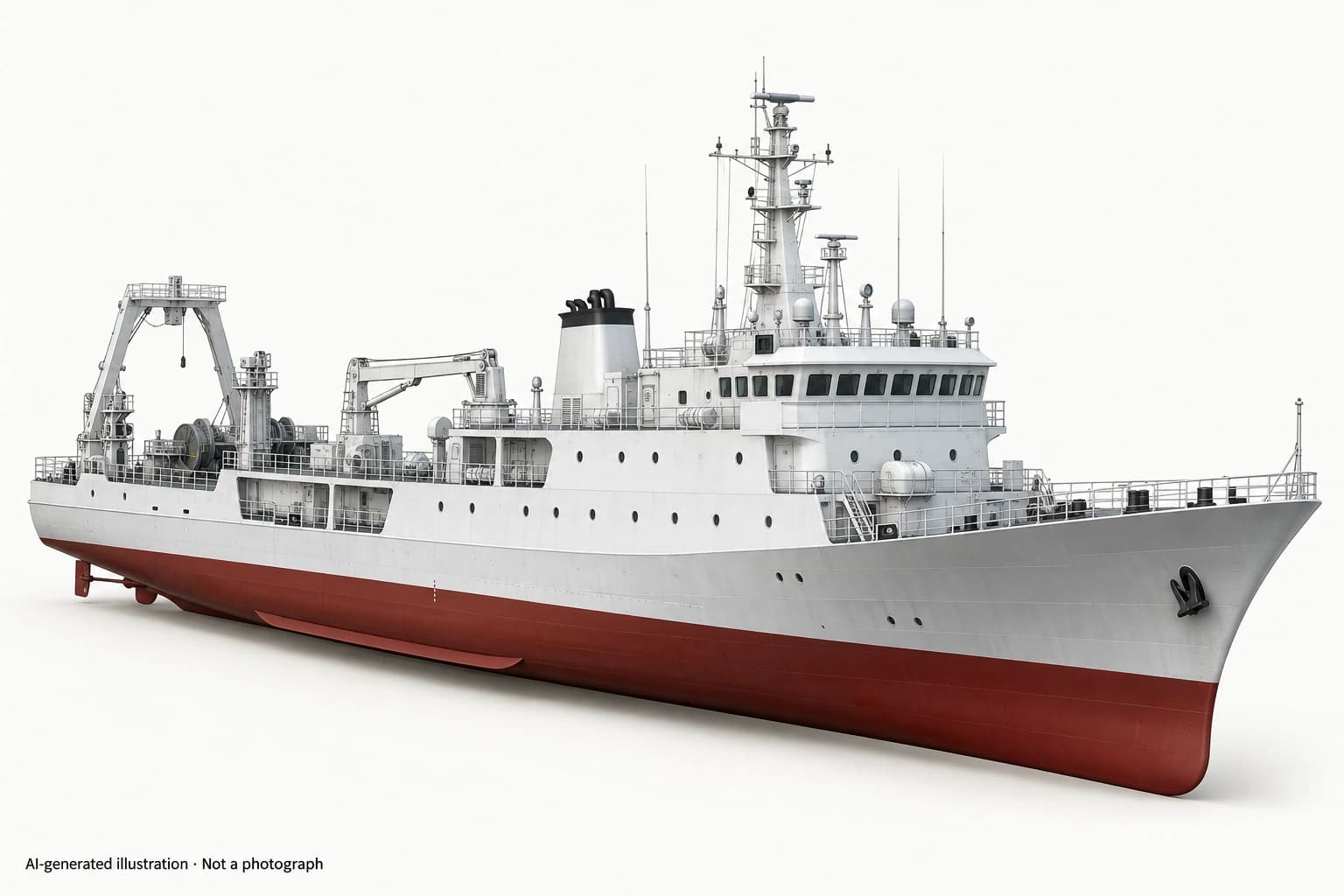 AI-generated illustration · Not a photograph — Representative exterior of Tuzhong-class cutter