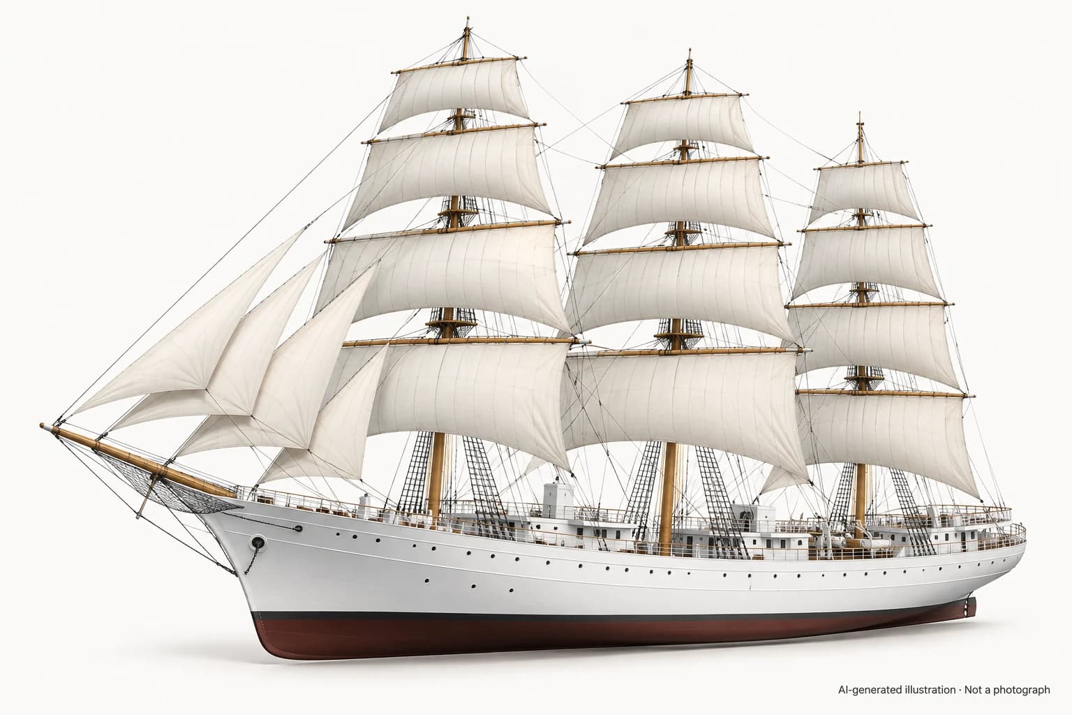 AI-generated illustration · Not a photograph — Representative exterior of Type 2630 training ship