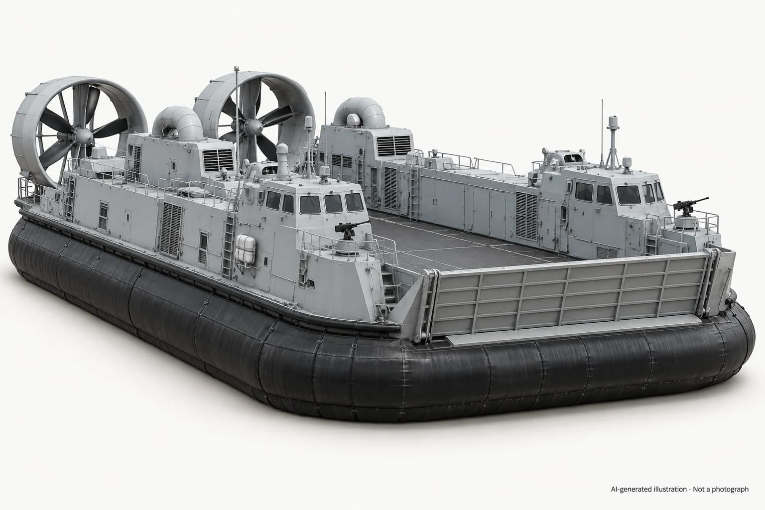 AI-generated illustration · Not a photograph — Representative exterior of Type 726 LCAC