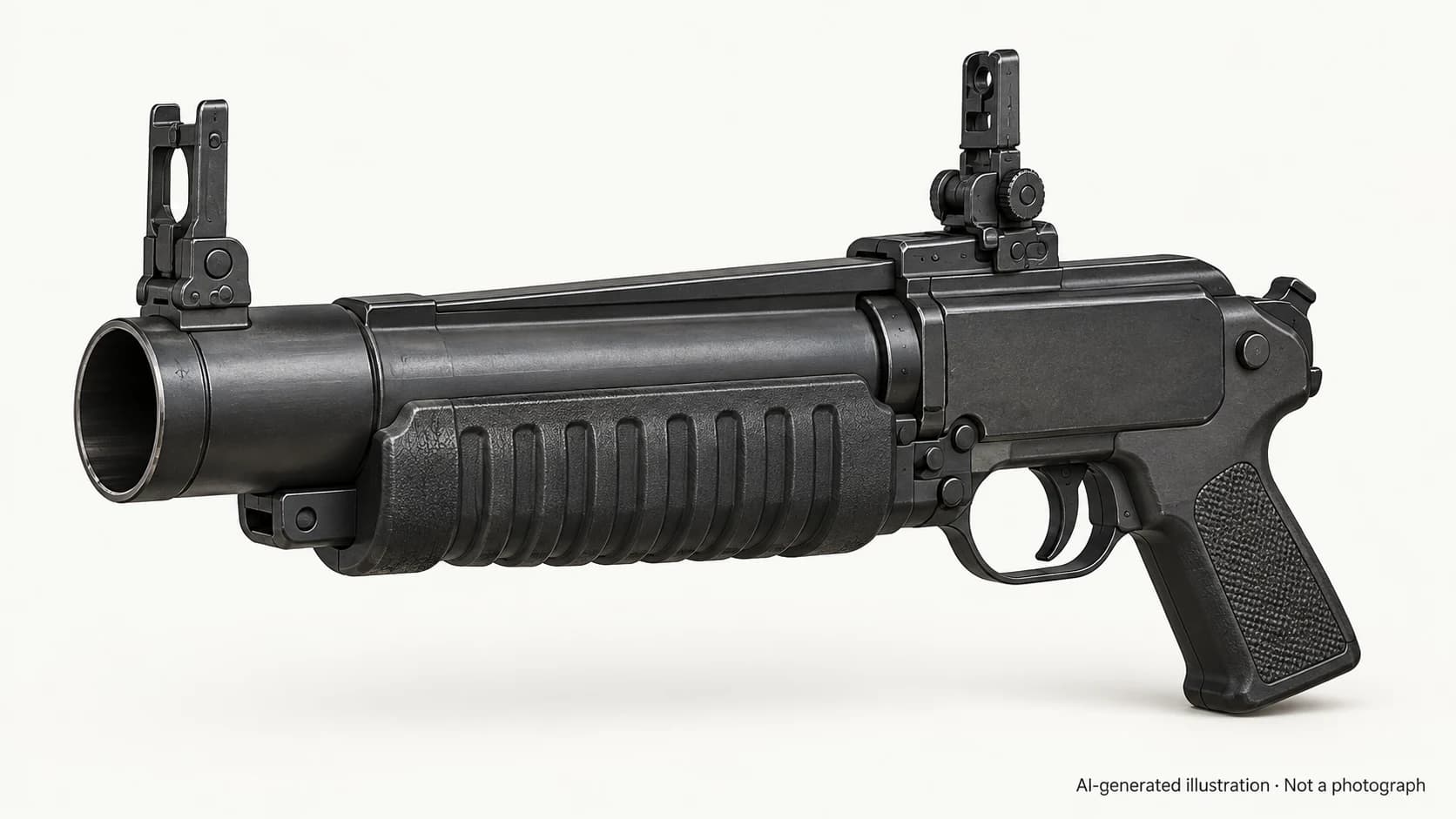 AI-generated illustration · Not a photograph — Representative exterior of Type 91 grenade launcher