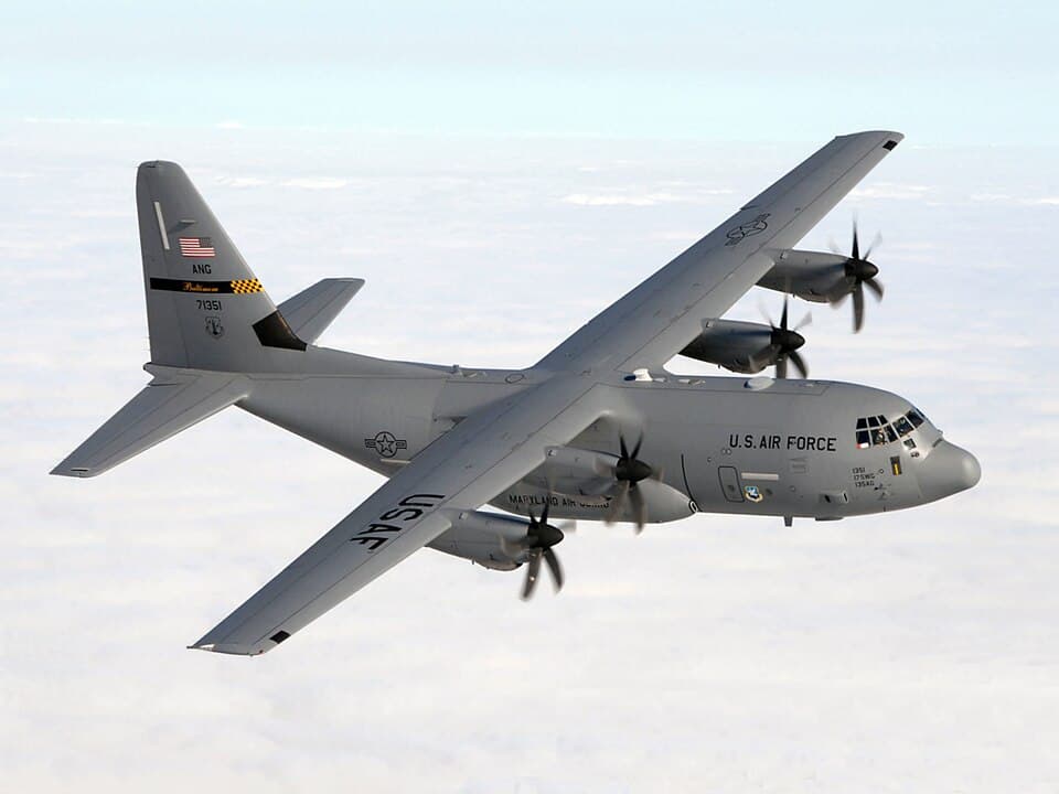 Maryland Air National Guard C-130J in flight.