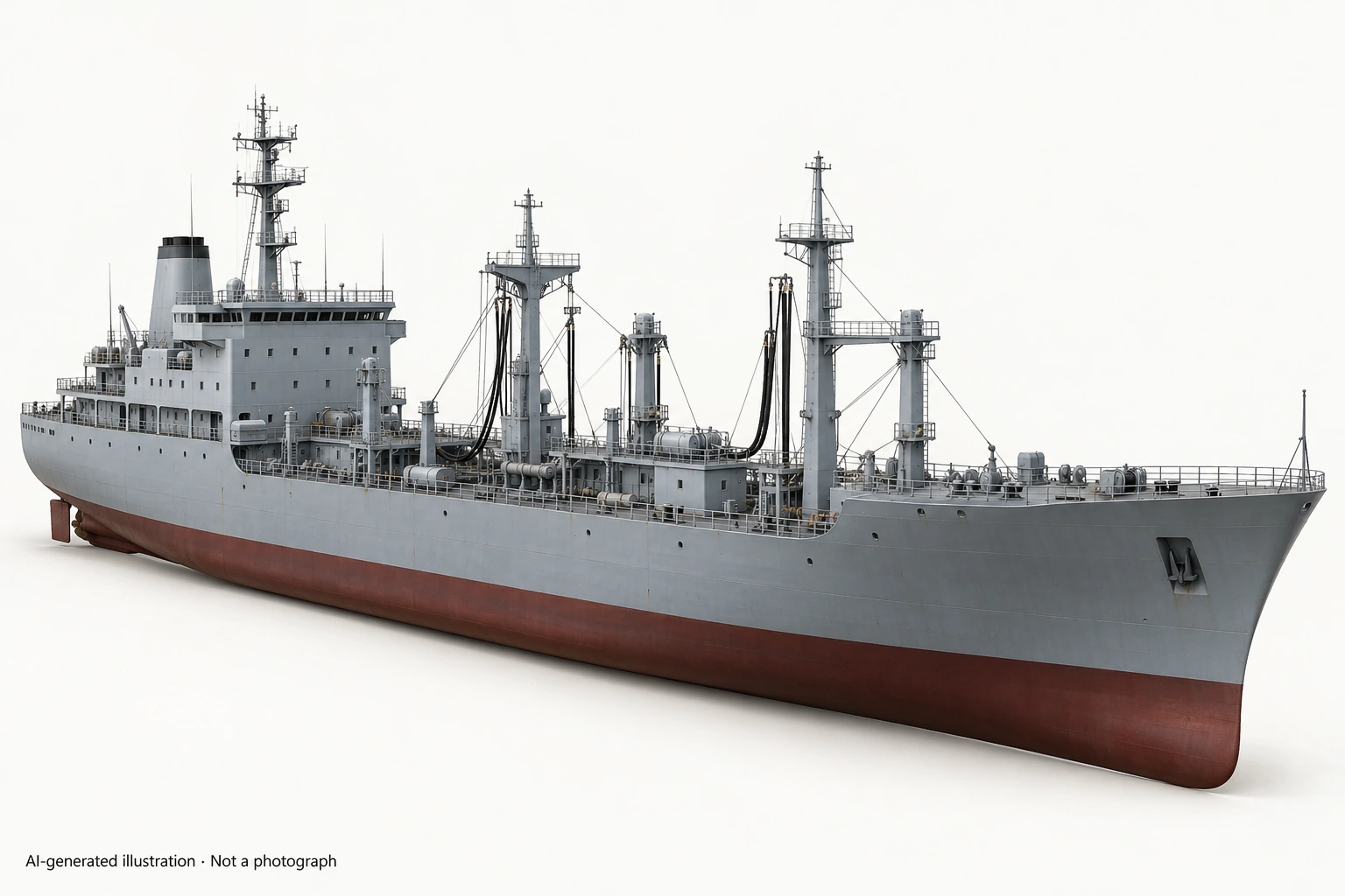 AI-generated illustration · Not a photograph — Representative exterior of Altay-class oiler