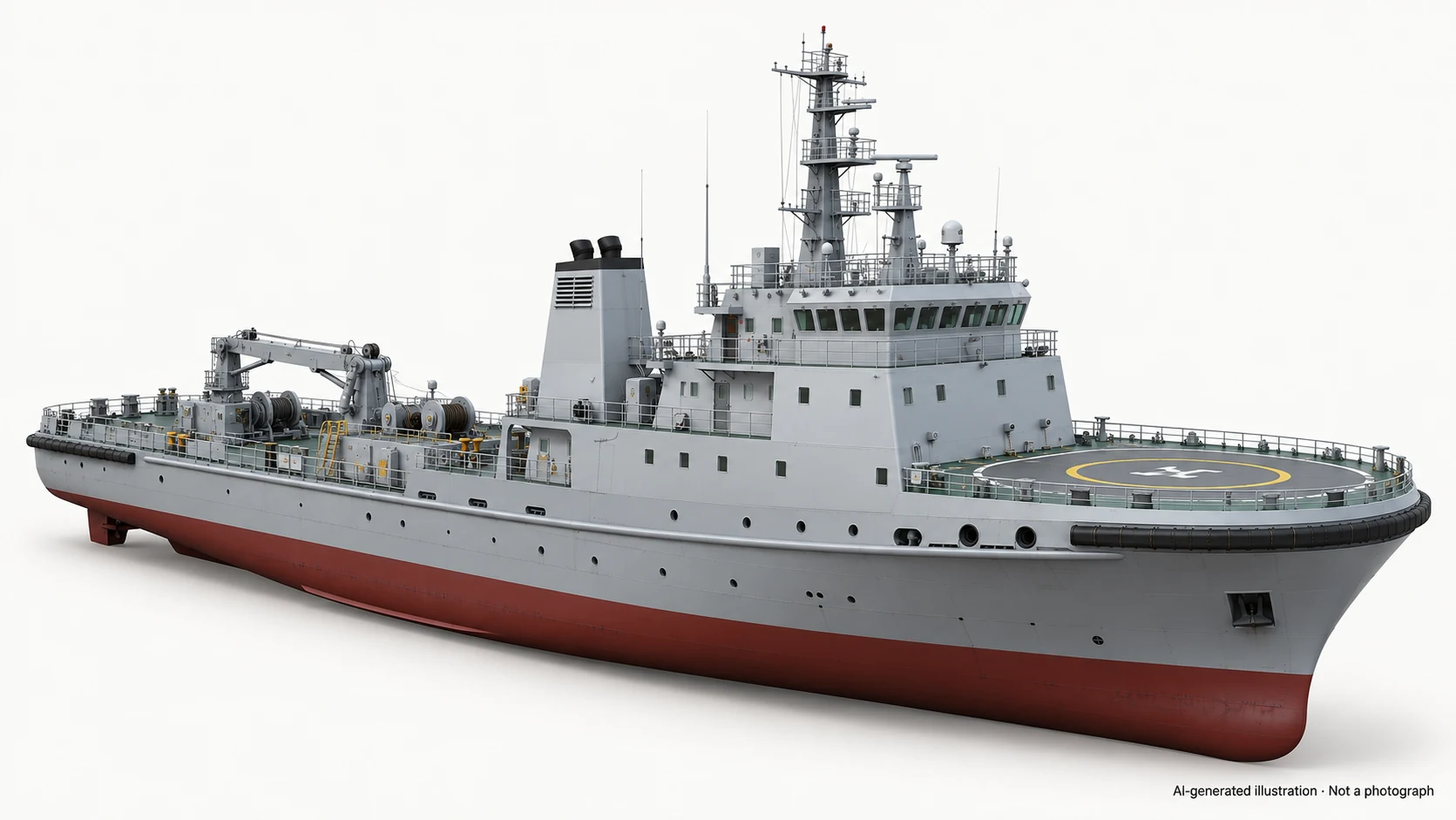 AI-generated illustration · Not a photograph — Representative exterior of Beituo 739-class tug