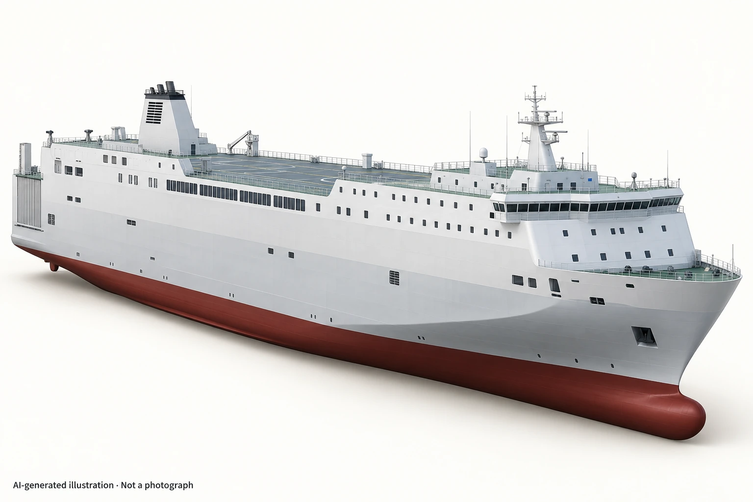 AI-generated illustration · Not a photograph — Representative exterior of Bo Sea Pearl-class ship