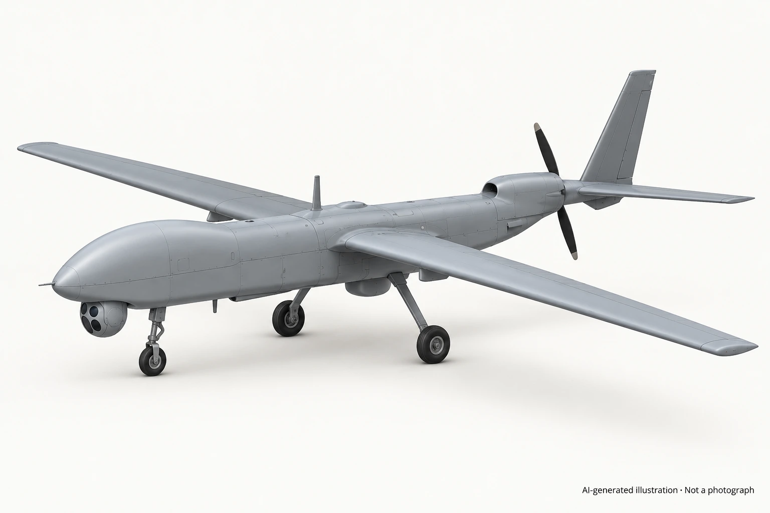 AI-generated illustration · Not a photograph — Representative exterior of Denel Dynamics Seeker