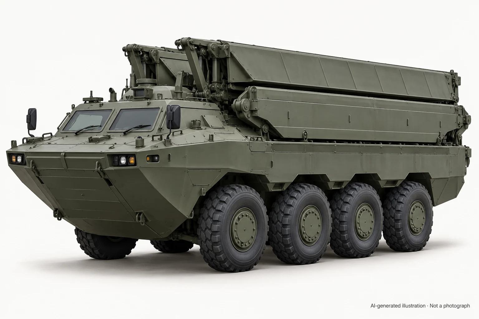 AI-generated illustration · Not a photograph — Representative exterior of FNSS Samur