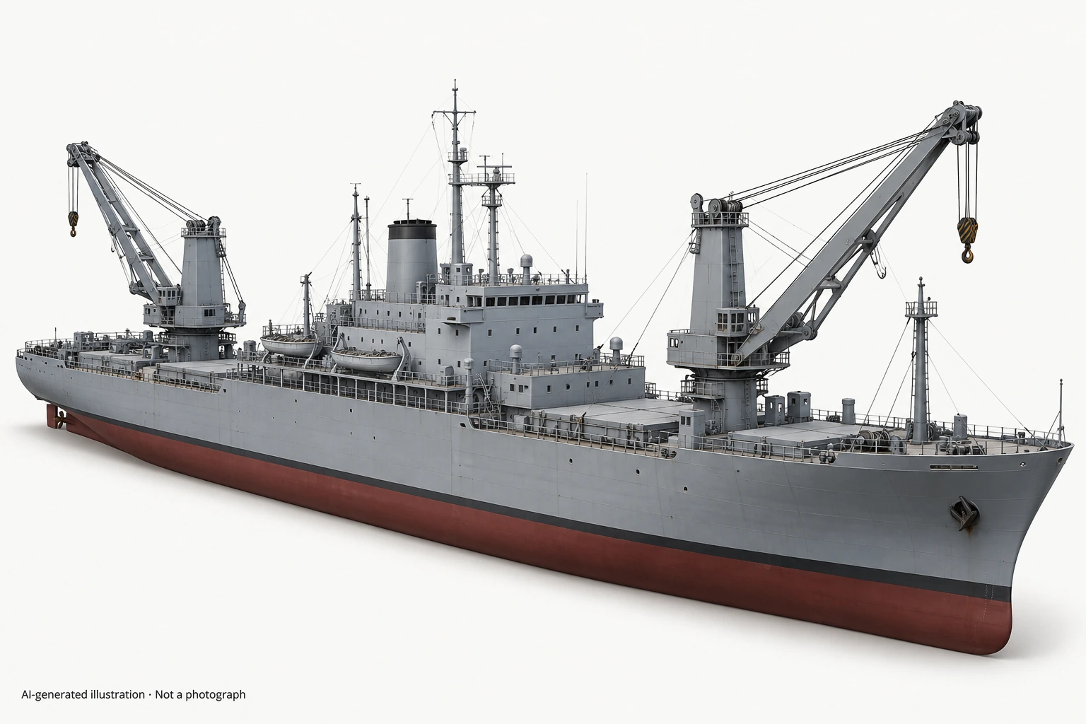 AI-generated illustration · Not a photograph — Representative exterior of Gopher State-class crane ship