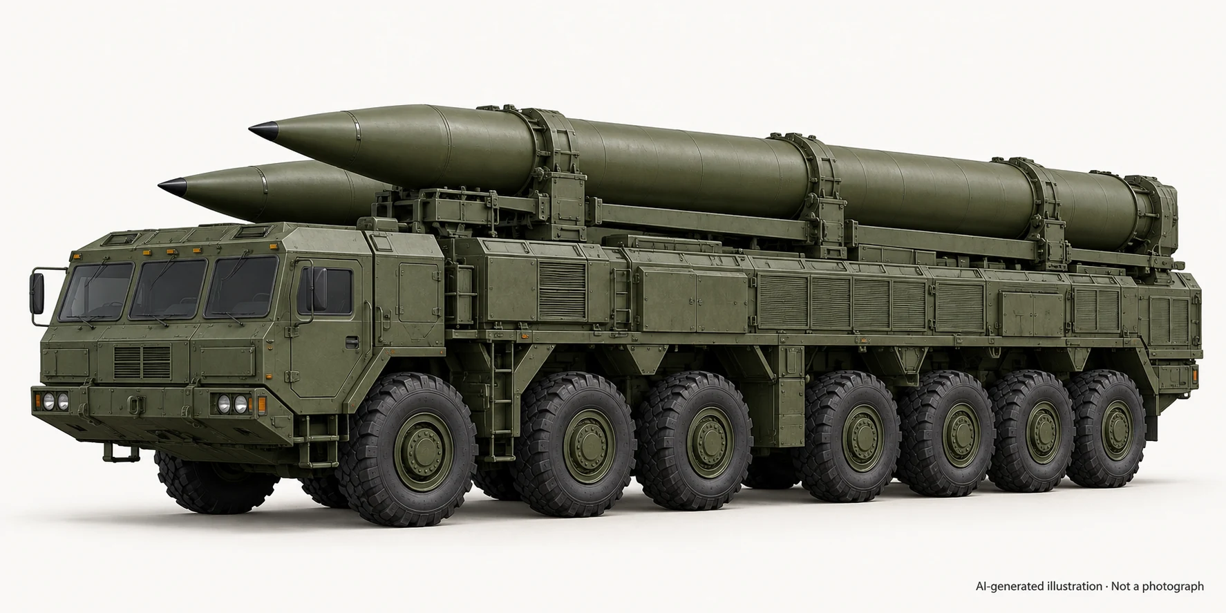 AI-generated illustration · Not a photograph — Representative exterior of Hwasong-11C