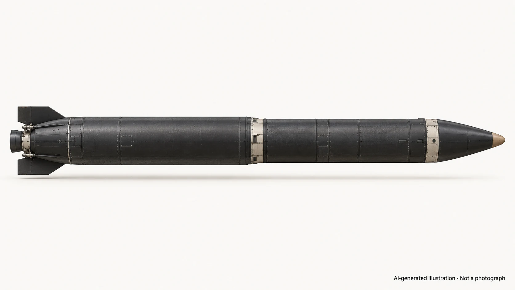 AI-generated illustration · Not a photograph — Representative exterior of Hwasong-14