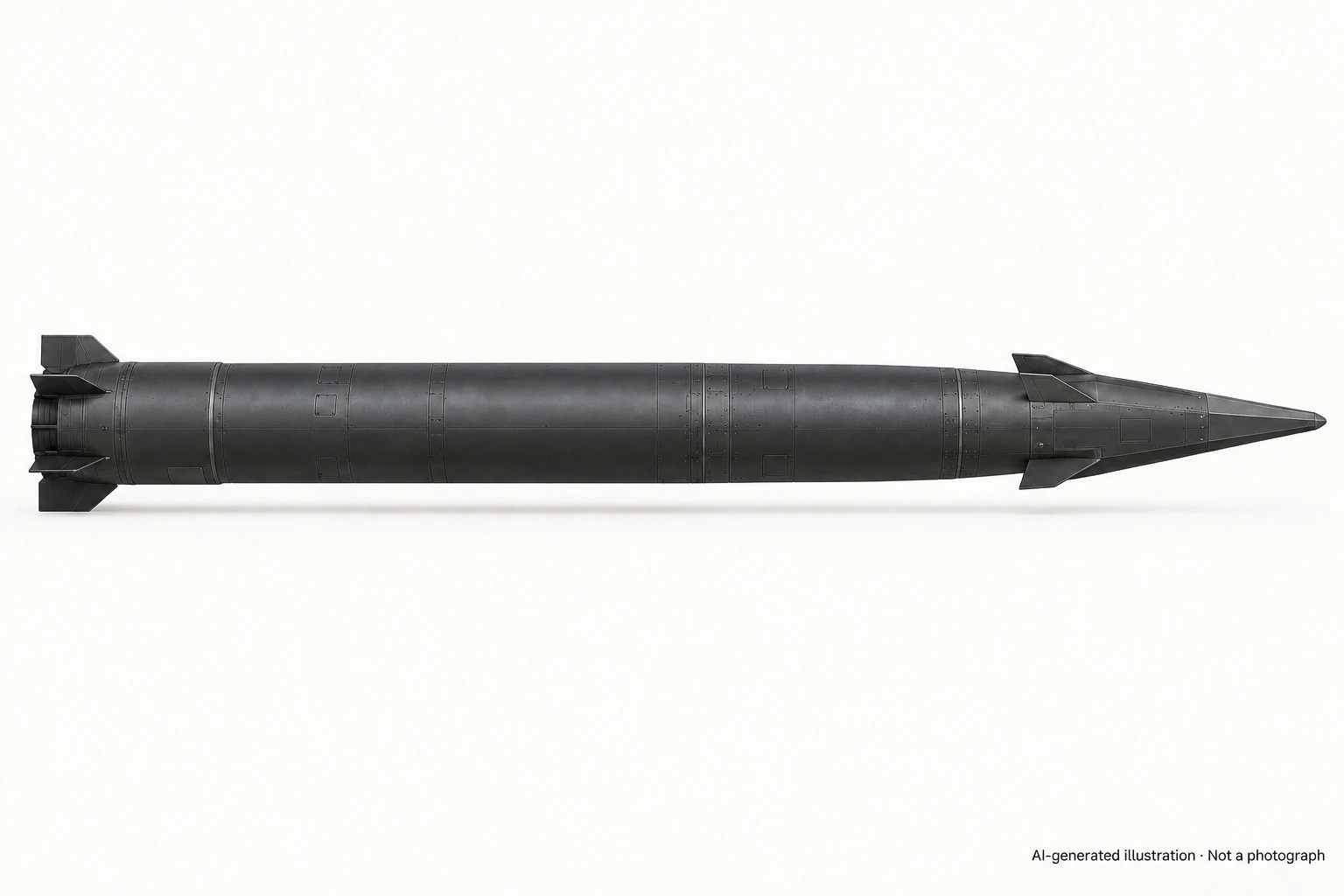 AI-generated illustration · Not a photograph — Representative exterior of Hwasong-16B