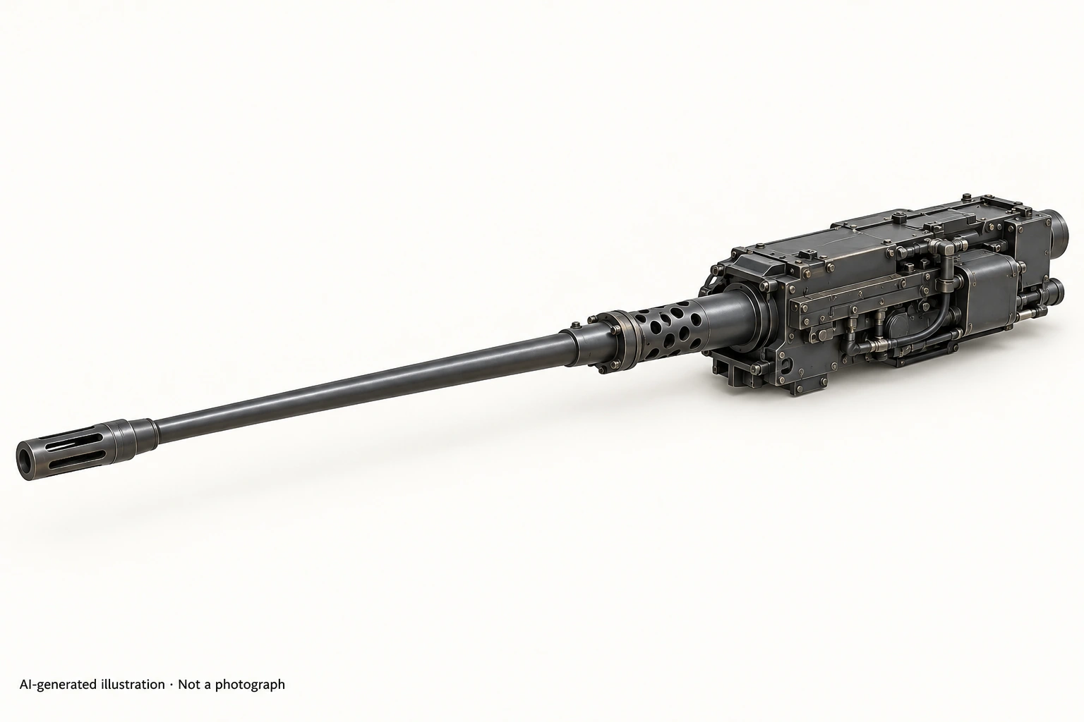 AI-generated illustration · Not a photograph — Representative exterior of M621 cannon