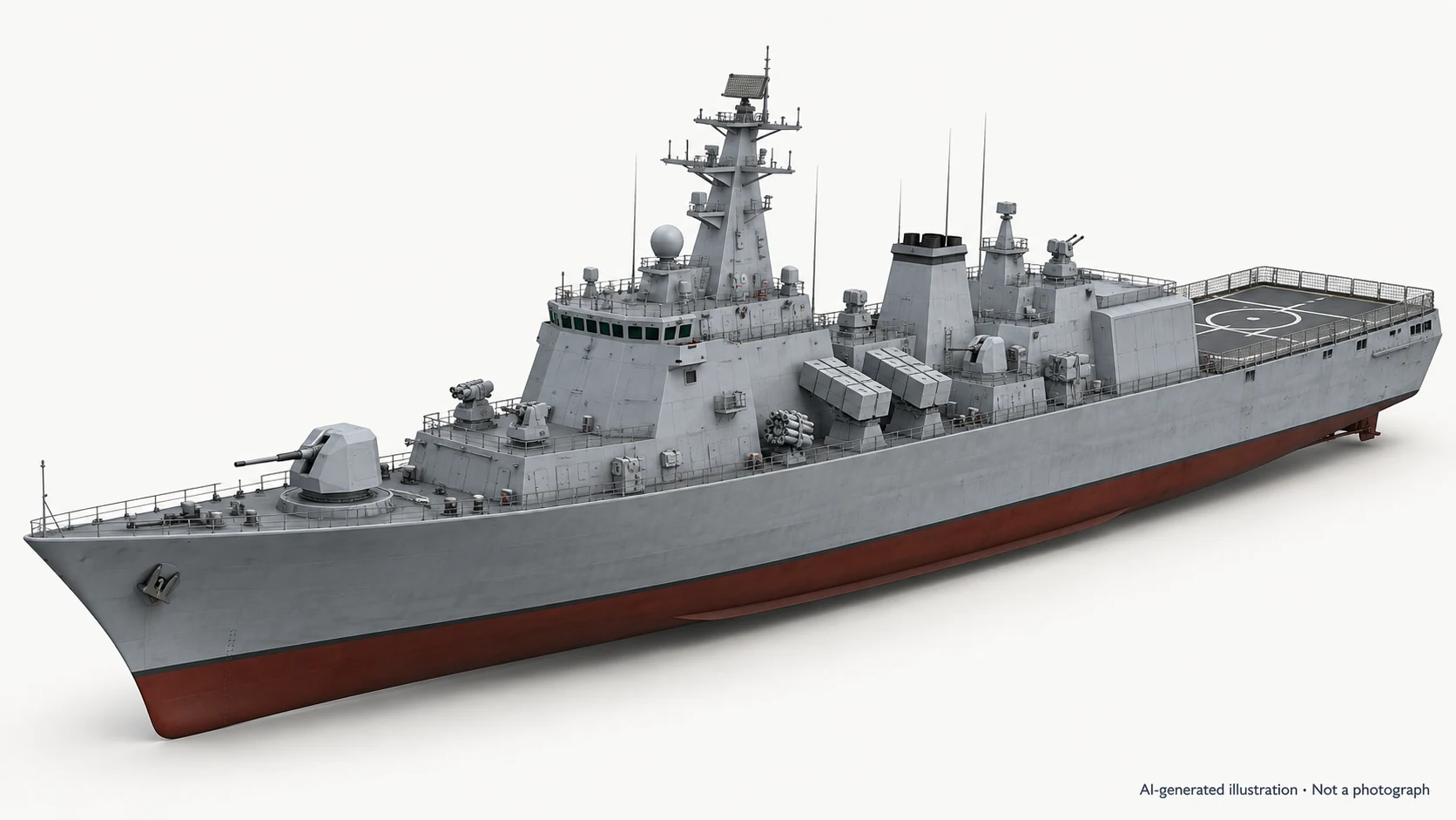 AI-generated illustration · Not a photograph — Representative exterior of Nampo-class corvette