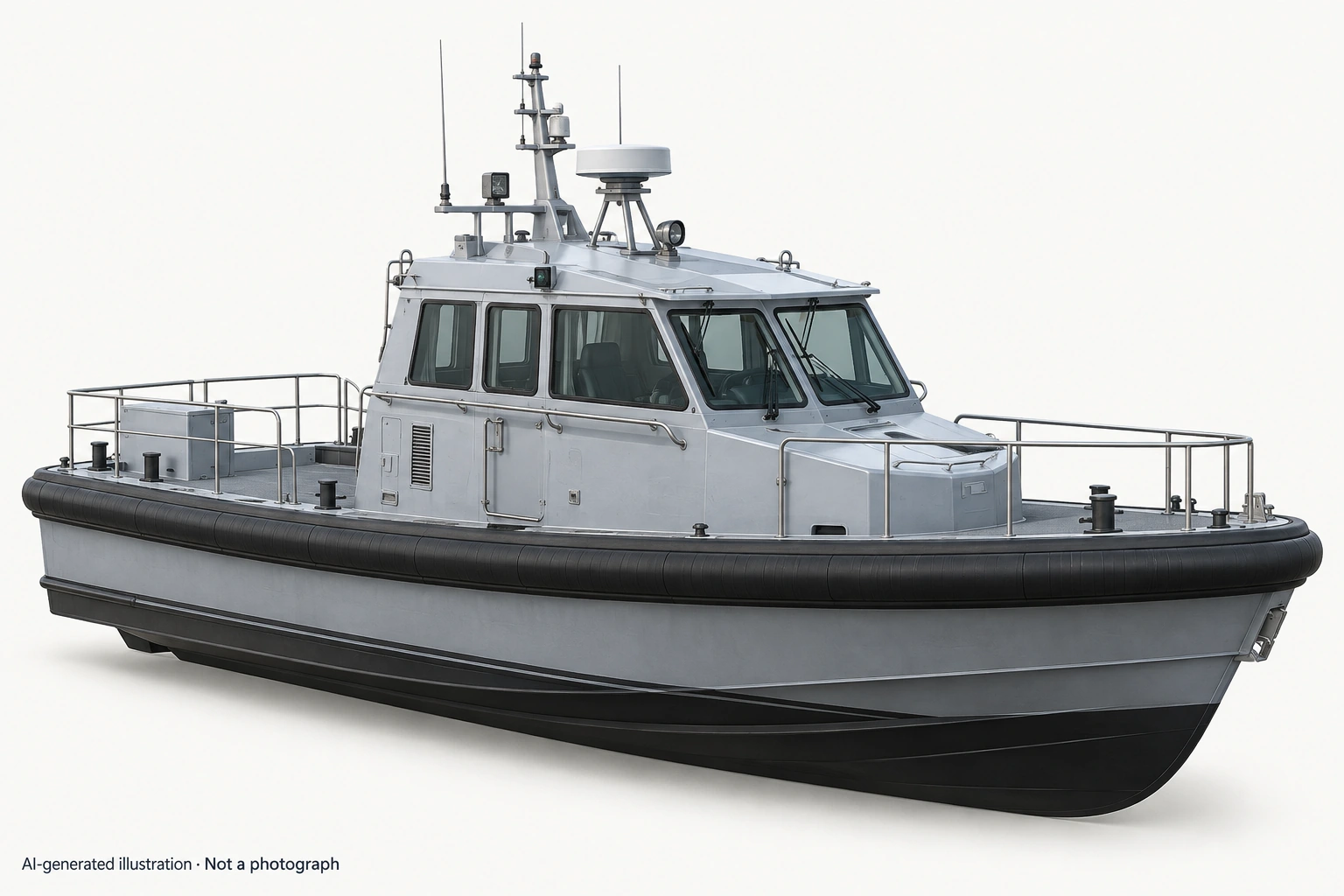 AI-generated illustration · Not a photograph — Representative exterior of Noorderhaaks-class patrol vessel