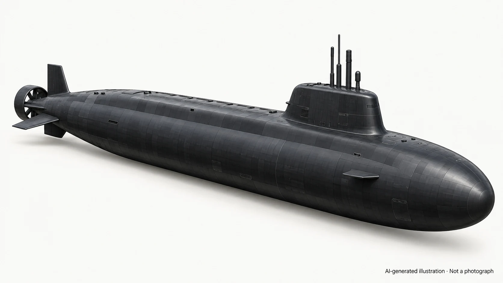AI-generated illustration · Not a photograph — Representative exterior of Type 095 submarine