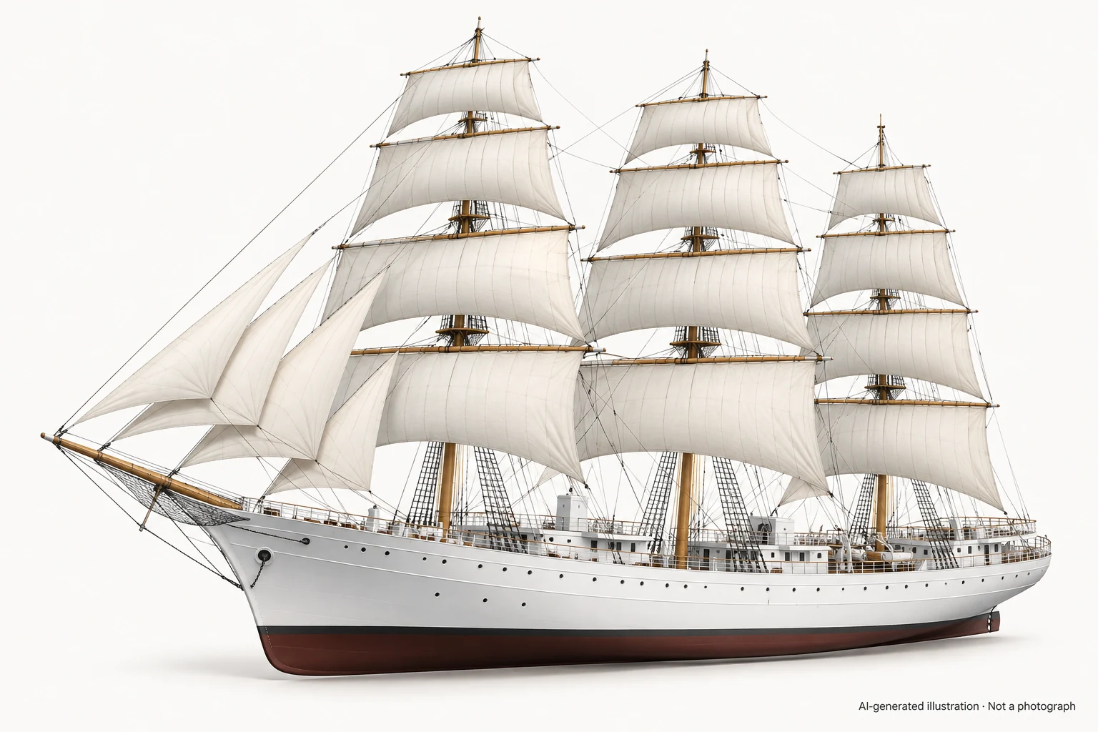 AI-generated illustration · Not a photograph — Representative exterior of Type 2630 training ship