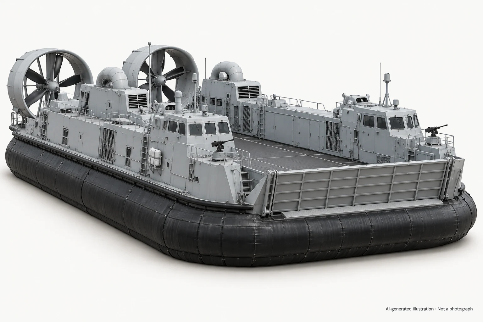 AI-generated illustration · Not a photograph — Representative exterior of Type 726 LCAC