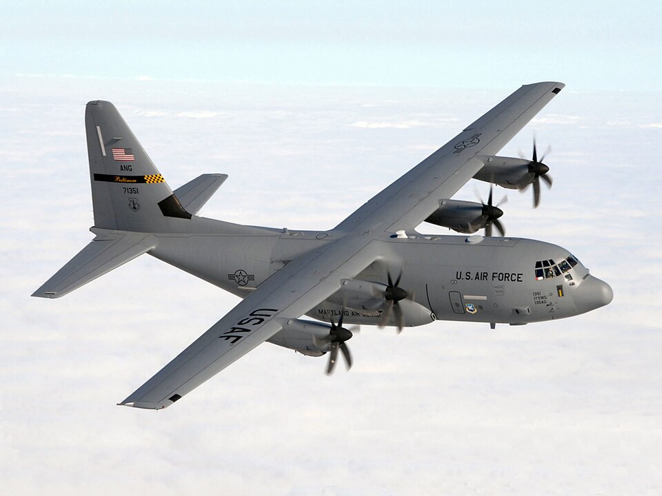 Maryland Air National Guard C-130J in flight.