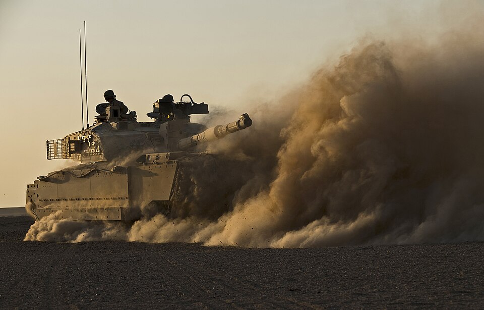 British Challenger 2 during Exercise Saif Sareea 3 in Oman.