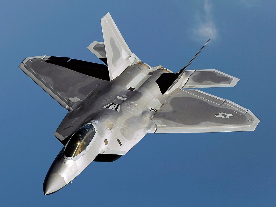 F-22 Raptor in flight near Kadena in 2009.